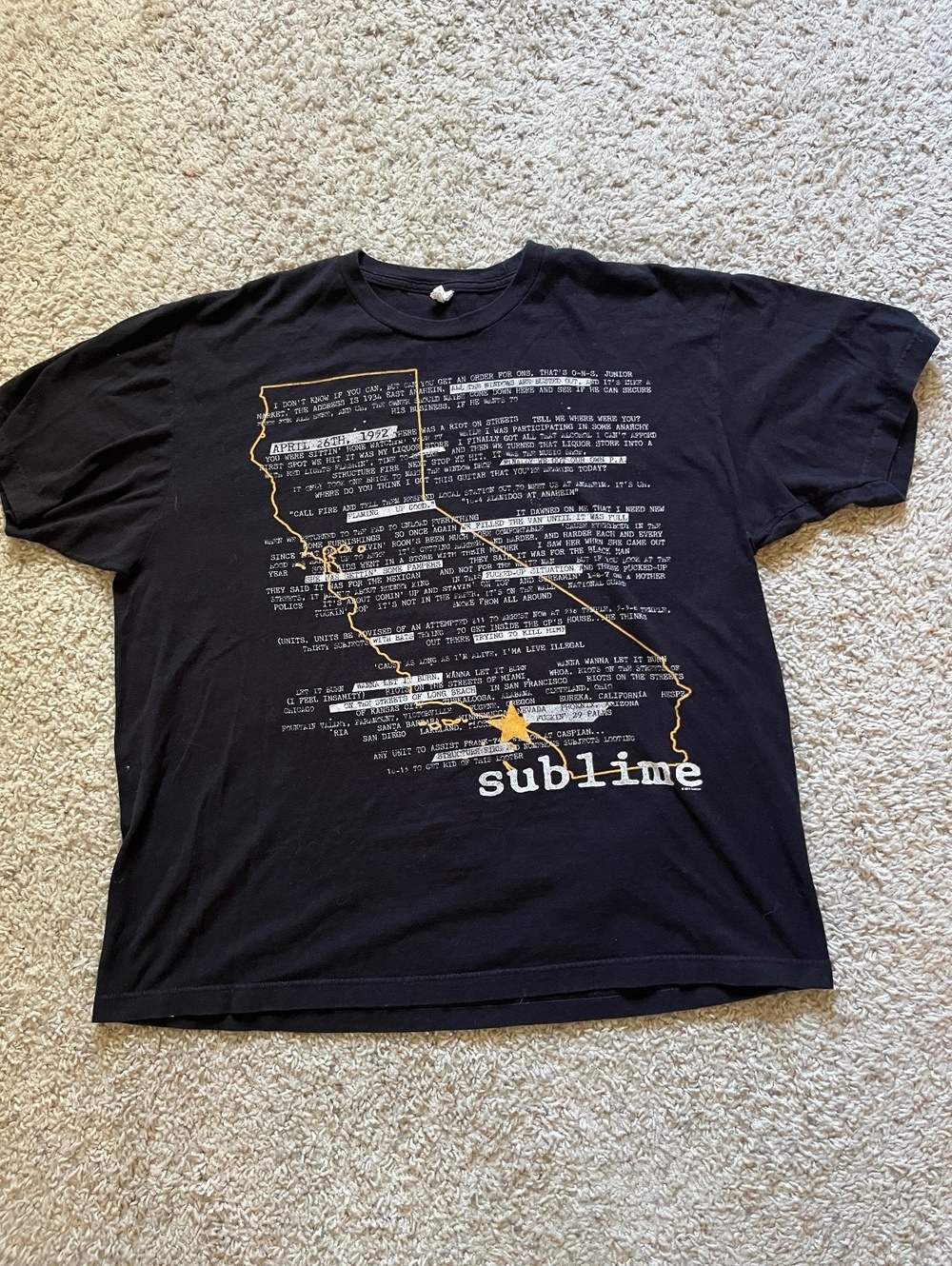 Tultex Sublime April 26 1992 Lyric Spellout Tee